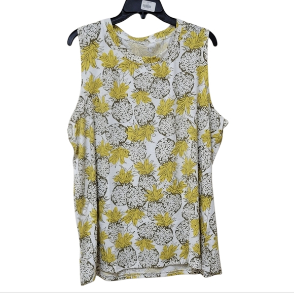 Women's Yellow and Black Pineapple Print Sleeveless Top - NWOT - Picture 4 of 7
